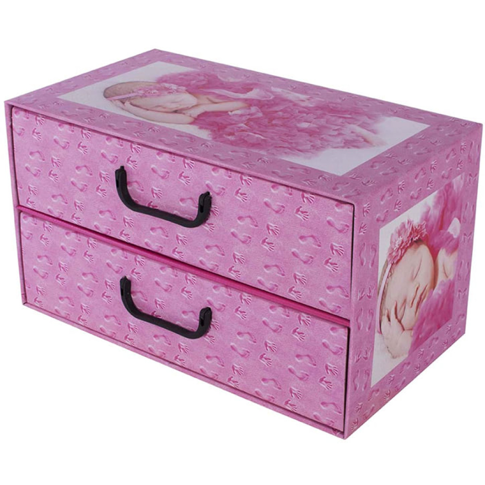 Cardboard box with 2 horizontal drawers SLEEPING KIDS PINK - EAN: 8033695876416 - Home>Storage>Carton boxes>With drawers