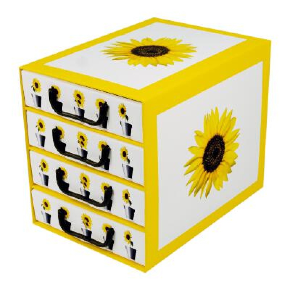 Cardboard box with 4 vertical drawers POTS SUNFLOWER - EAN: 5901685833967 - Home>Storage>Carton boxes>With drawers
