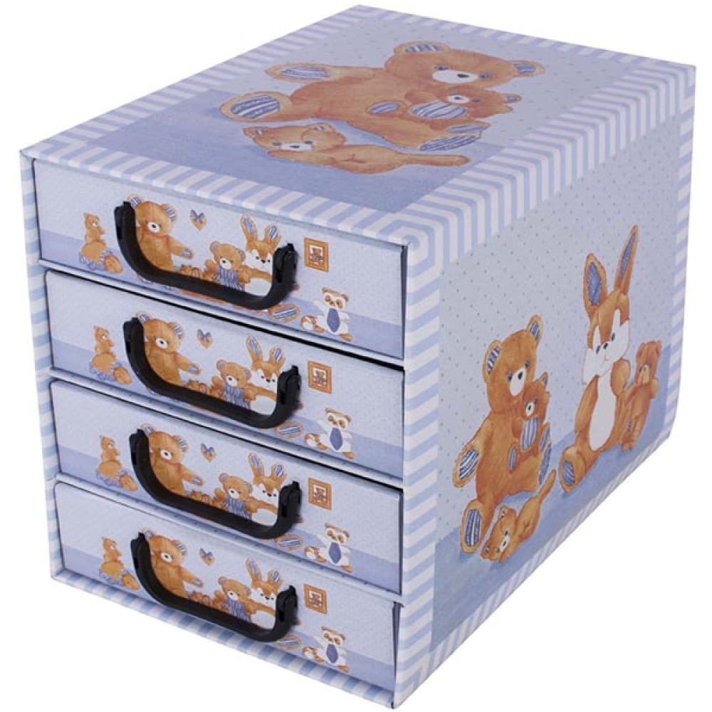 Boîte en carton à 4 tiroirs verticaux OURS BLEUS - EAN : 8033695872197 - Accueil>Rangements>Boîtes en carton>Avec tiroirs