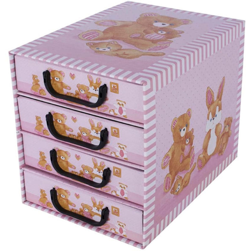 Kartónová krabica s 4 vertikálnymi zásuvkami RUŽOVÉ MEDVEDY - EAN: 8033695872203 - Domov>Skladovanie>Kartónové krabice>So zásuvkami
