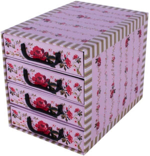 Pudełko kartonowe 4 szuflady pionowe PROWANSALSKIE LILA - EAN: 35.5 - Dom>Przechowywanie>Pudełka kartonowe>Z szufladami