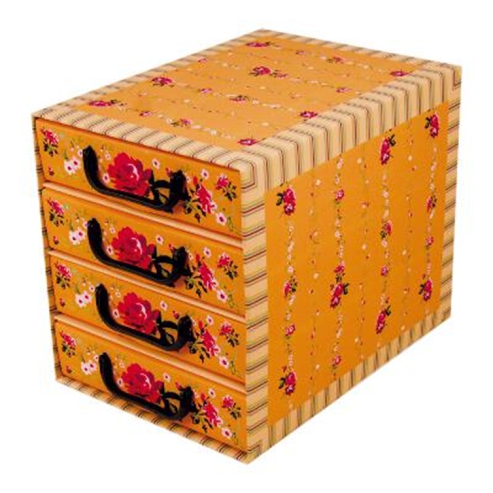 Kartonnen doos met 4 verticale lades PROVENCAALS ORANJE - EAN: 5901685833929 - Home>Opbergers>Kartonnen dozen>Met lades
