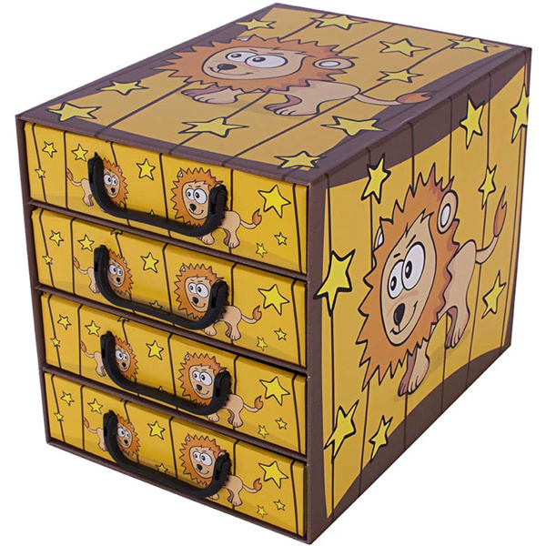 Pudełko kartonowe 4 szuflady pionowe SAWANNA LEW - EAN: 8033695872319 - Dom>Przechowywanie>Pudełka kartonowe>Z szufladami