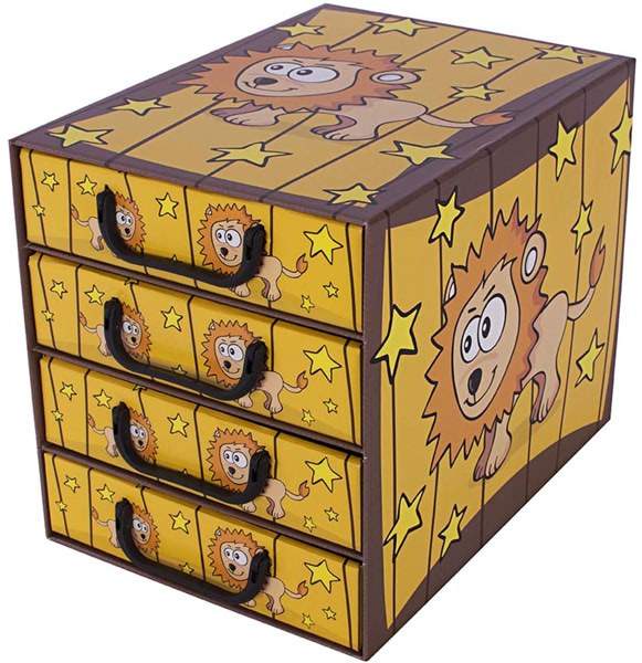 Pudełko kartonowe 4 szuflady pionowe SAWANNA LEW - EAN: 35.5 - Dom>Przechowywanie>Pudełka kartonowe>Z szufladami