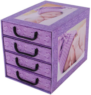Pudełko kartonowe 4 szuflady pionowe ŚPIĄCE DZIECI AMETYST - EAN: 35.5 - Dom>Przechowywanie>Pudełka kartonowe>Z szufladami