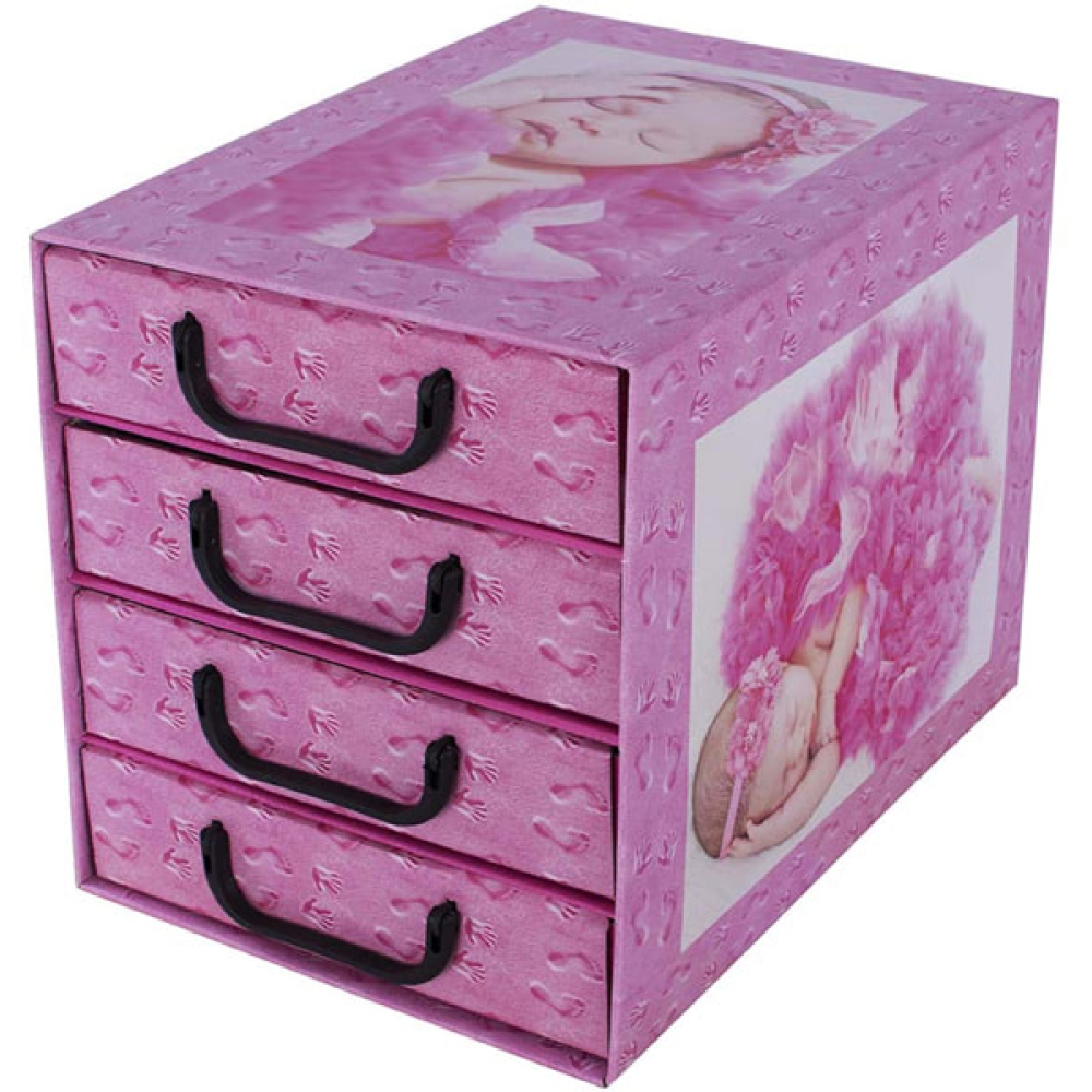 Boîte en carton avec 4 tiroirs verticaux DORMIR ENFANTS ROSE - EAN: 8033695872418 - Accueil>Rangement>Boîtes en carton>Avec tiroirs
