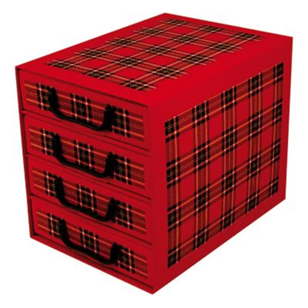Kartong med 4 vertikala lådor SKOTTISK BURGUNDY - EAN: 5901685833998 - Hem>Förvaring>Kartonglådor>Med lådor
