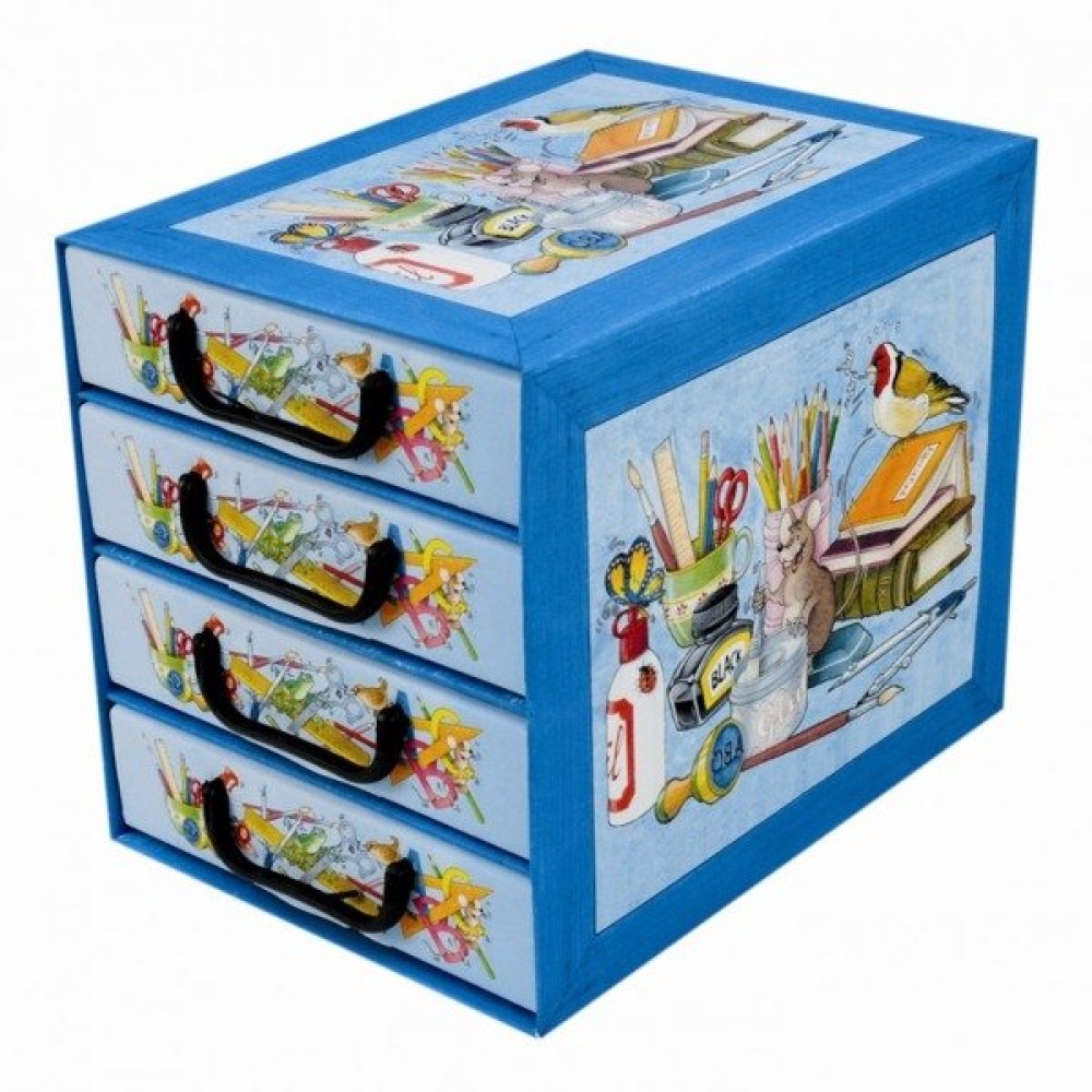 Картонена кутия с 4 вертикални чекмеджета SCHOOL OF THE ALPHABET - EAN: 8033695872180 - Начало>Съхранение>Кашони>С чекмеджета