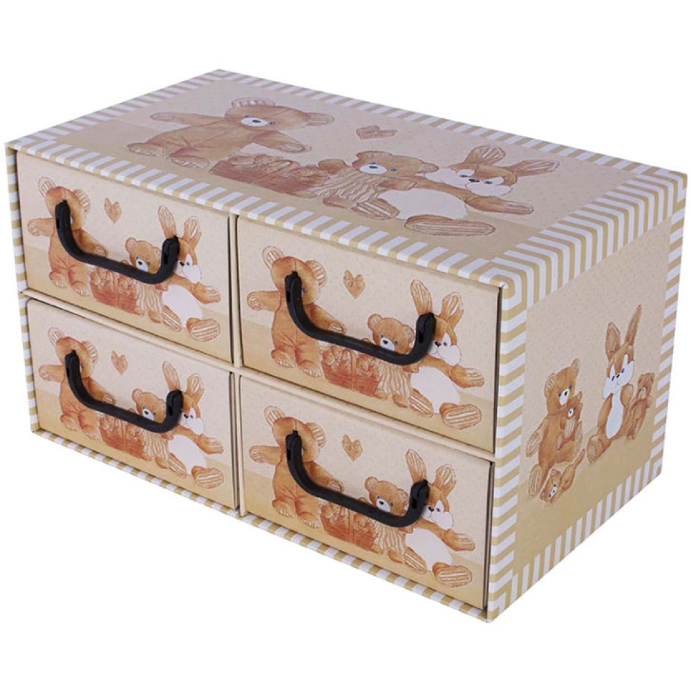 Caixa de cartão com 4 gavetas horizontais BEGE BEARS - EAN: 8033695877215 - Home>Arrumação>Caixas de cartão>Com gavetas