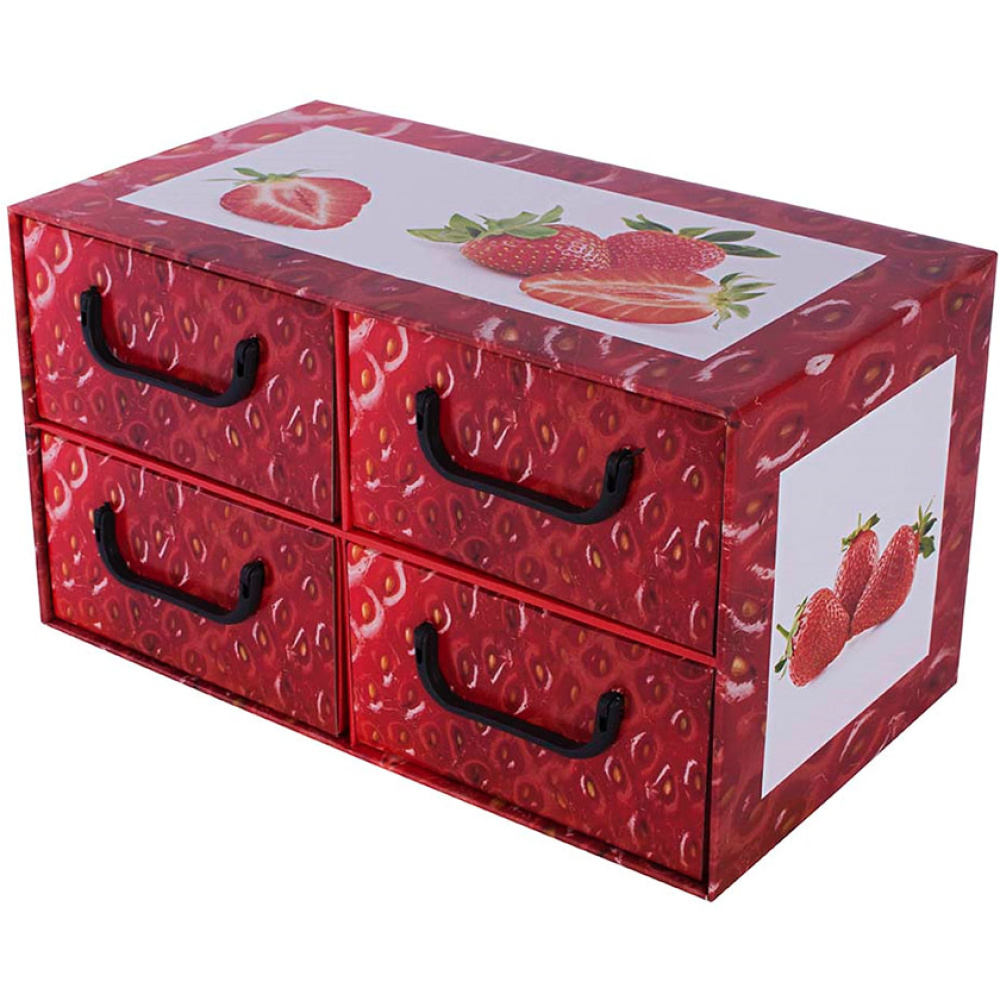 Karton mit 4 horizontalen Schubladen FRUCHT ERDBEERE - EAN: 5901685832144 - Home>Aufbewahrung>Kartons>Mit Schubladen