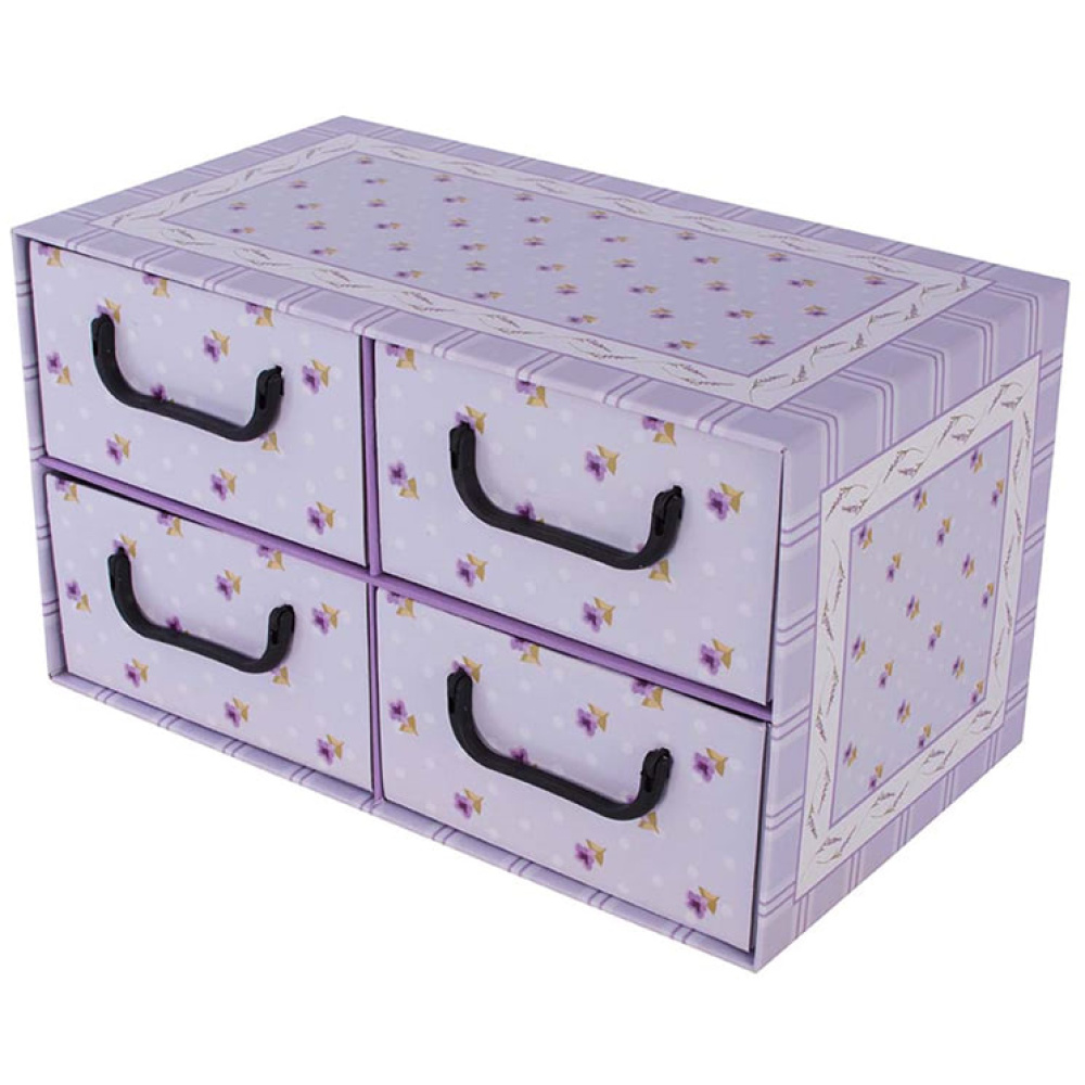 Kartónová krabica s 4 horizontálnymi zásuvkami PROVENCAL FIALOVÁ - EAN: 8033695877031 - Domov>Skladovanie>Kartónové krabice>So zásuvkami