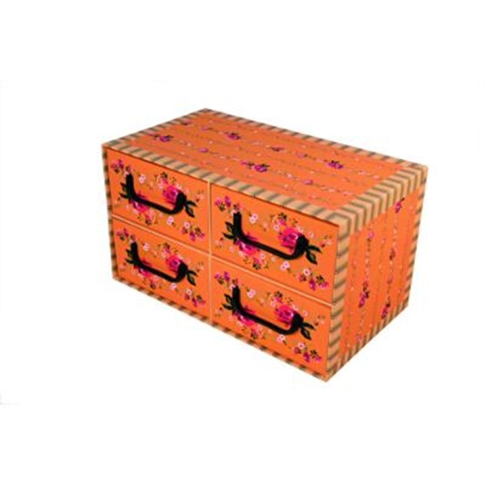 Kartónová krabica s 4 horizontálnymi zásuvkami PROVENCAL ORANGE - EAN: 5901685833936 - Domov>Skladovanie>Kartónové krabice>So zásuvkami