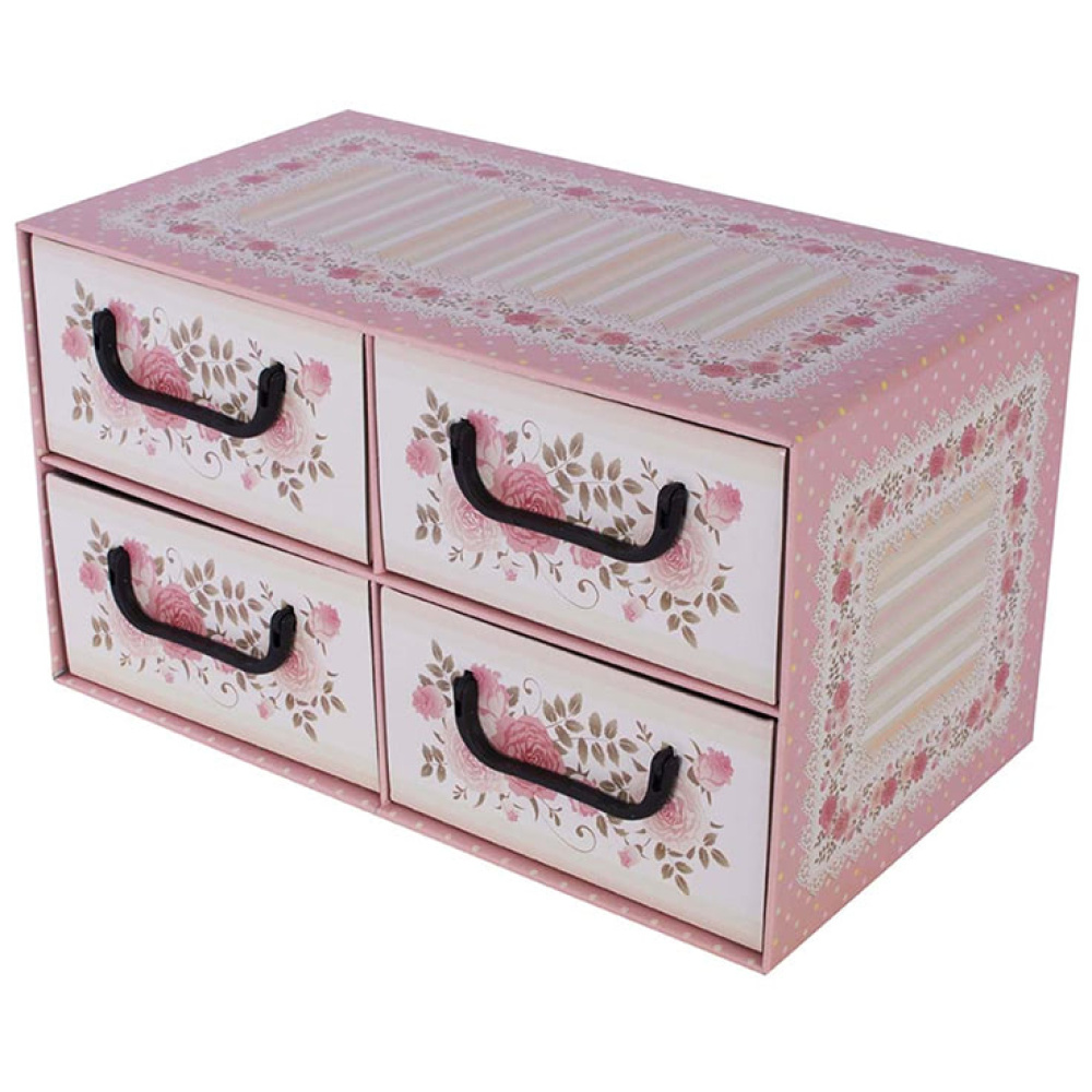 Caja de cartón con 4 cajones horizontales ROSA PROVENZAL - EAN: 8033695877024 - Inicio>Almacenamiento>Cajas de cartón>Con cajones
