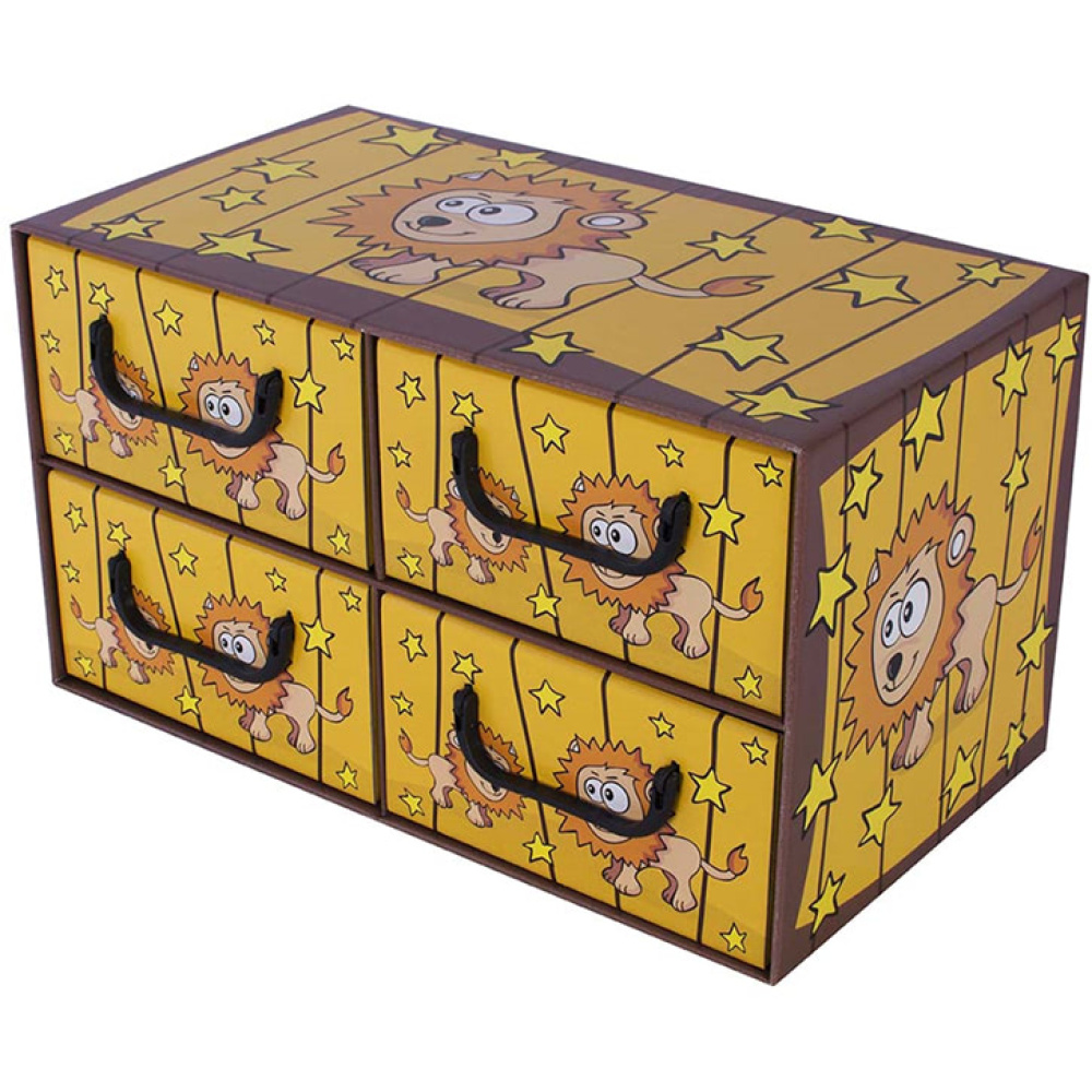 Kartónová krabica s 4 horizontálnymi zásuvkami SAWANNA LION - EAN: 8033695877314 - Domov>Skladovanie>Kartónové krabice>So zásuvkami