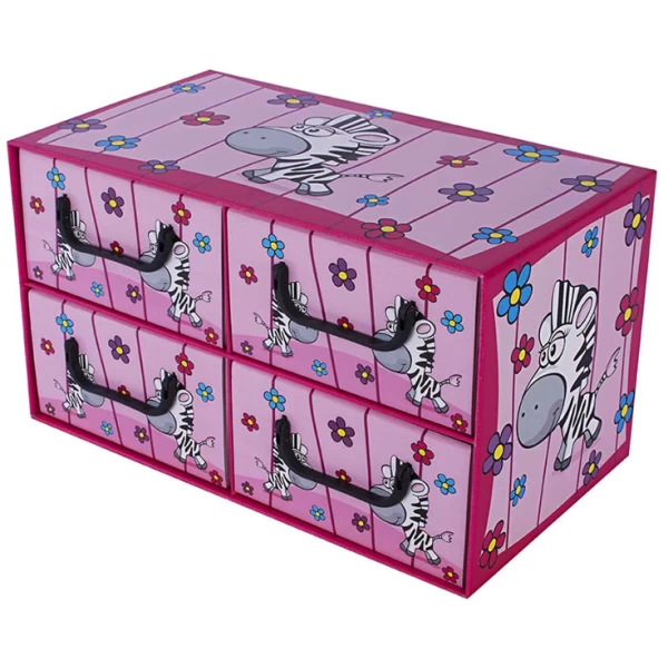 Pudełko kartonowe 4 szuflady poziome SAWANNA ZEBRA - EAN: 8033695877307 - Dom>Przechowywanie>Pudełka kartonowe>Z szufladami