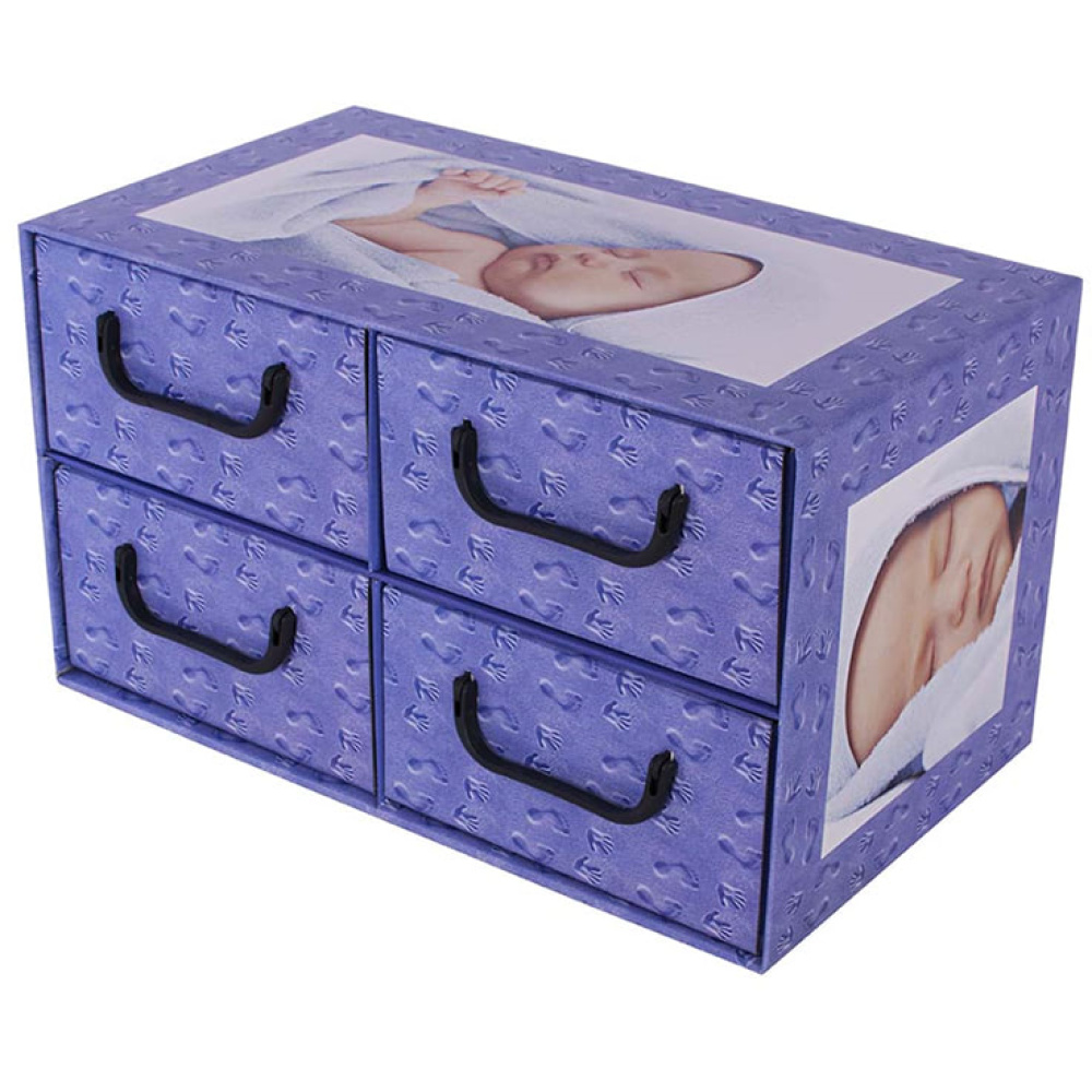 Kartong med 4 liggande lådor SOVA KIDS BLÅ - EAN: 5901685832090 - Hem>Förvaring>Kartonglådor>Med lådor
