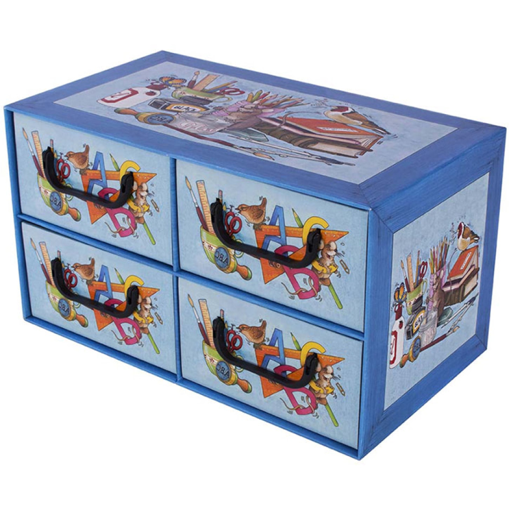 Картонная коробка с 4 горизонтальными ящиками ШКОЛА АЛФАВИТА - EAN: 8033695877185 - Главная>Хранение>Картонные коробки>С ящиками