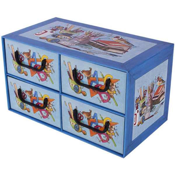 Pudełko kartonowe 4 szuflady poziome SZKOŁA ALFABET - EAN: 8033695877185 - Dom>Przechowywanie>Pudełka kartonowe>Z szufladami