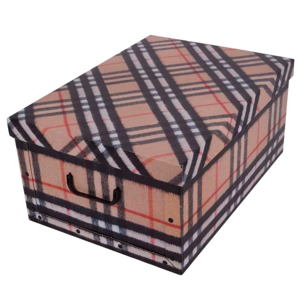 Kartonová krabice MAXI CHECKED BEIGE - EAN: 5901685830898 - Domů>Skladování>Kartonové krabice>S víkem