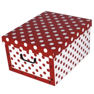 Pudełko kartonowe MAXI KROPKI CZERWONE - EAN: 8033695870827 - Dom>Przechowywanie>Pudełka kartonowe>Z pokrywą