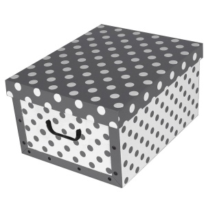 Pudełko kartonowe MAXI KROPKI SZARE - EAN: 8033695870810 - Dom>Przechowywanie>Pudełka kartonowe>Z pokrywą