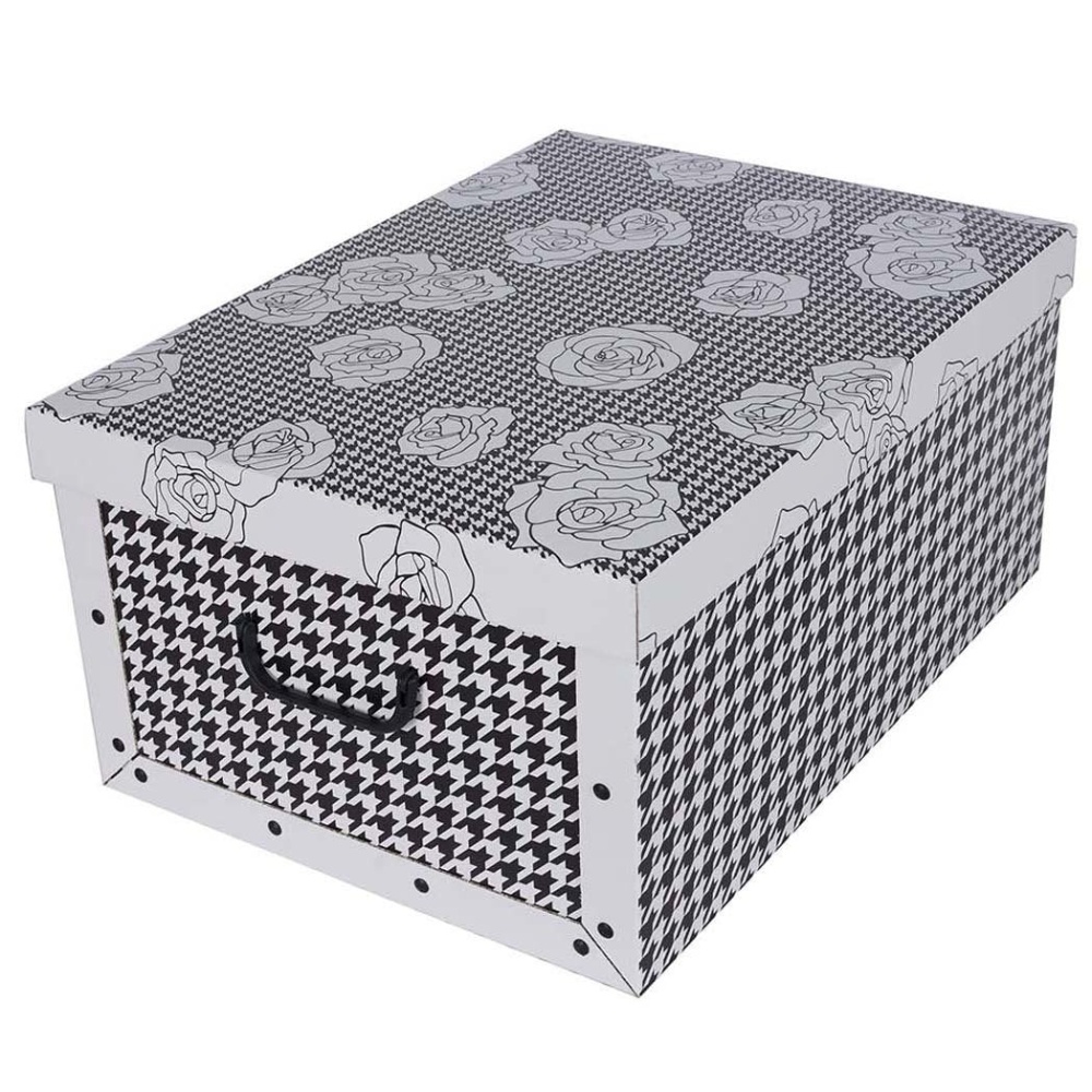 Cardboard box MAXI PEPITKA - BLACK WITH ROSES - EAN: 8033695870834 - 主页>存储>纸箱>带盖