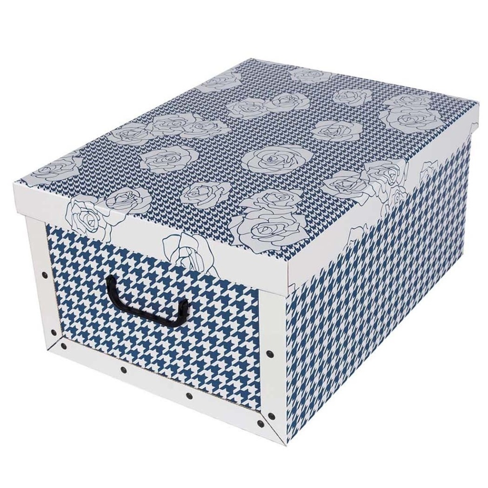 MAXI PEPITA กล่องกระดาษ - BLUE WITH ROSES - EAN: 8033695870841 - Home>ที่เก็บของ>กล่องกระดาษ>มีฝาปิด