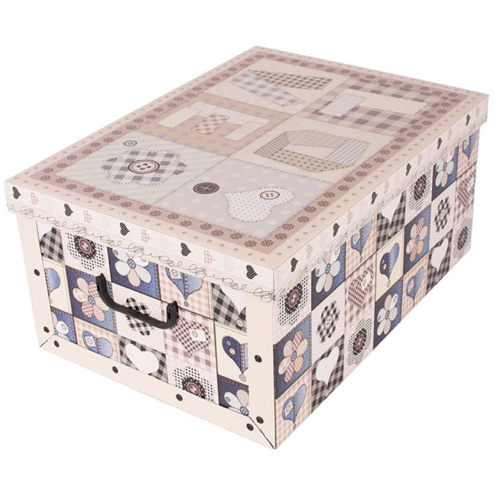 Cardboard box MAXI BEIGE HEARTS - EAN: 8033695870797 - Home>Storage>Carton boxes>With lid