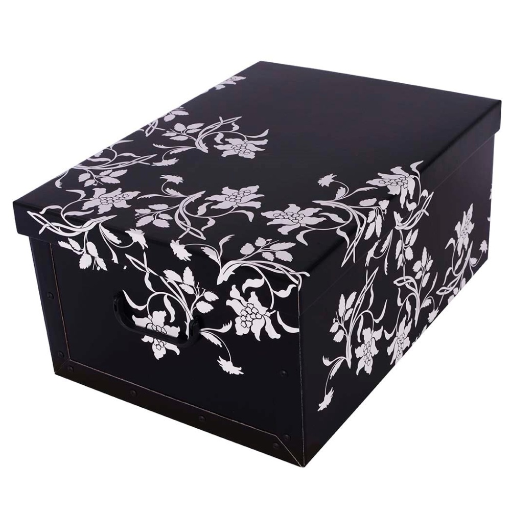 Kartonová krabice MIDI BAROQUE FLOWERS BLACK - EAN: 8033695874054 - Domů>Skladování>Kartonové krabice>S víkem