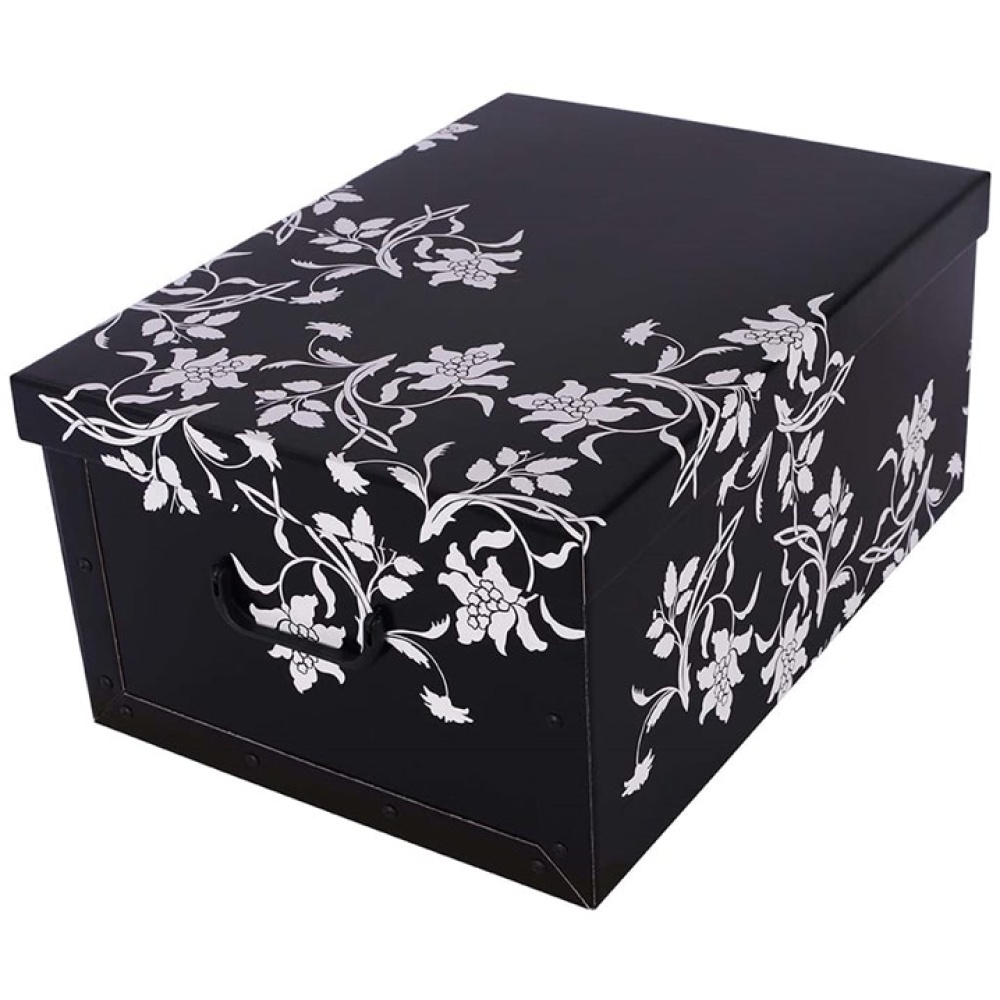 Cardboard box MINI BAROQUE FLOWERS BLACK - EAN: 8033695875051 - Home>Storage>Carton boxes>With lid