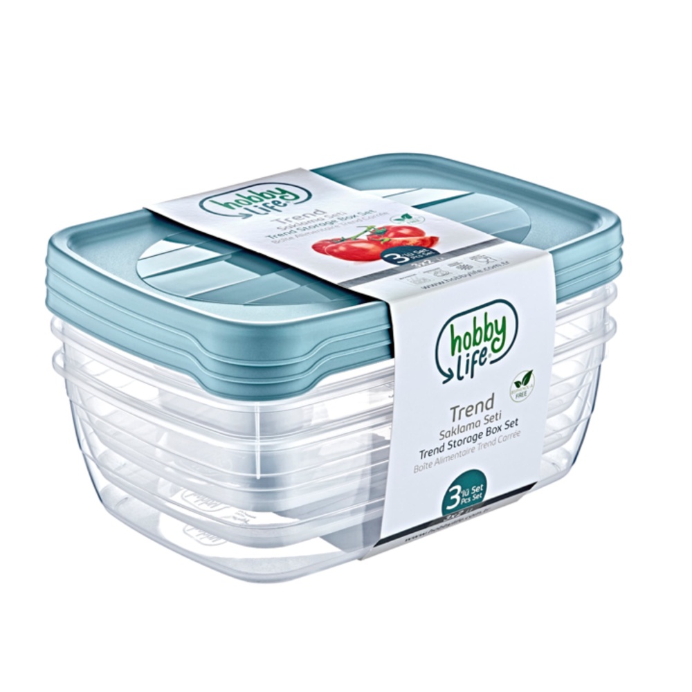 Set med 3 rektangulära behållare Trend Box 2L - EAN: 8694064008885 - Hem>Kök och matsal>Matförvaring>Matbehållare