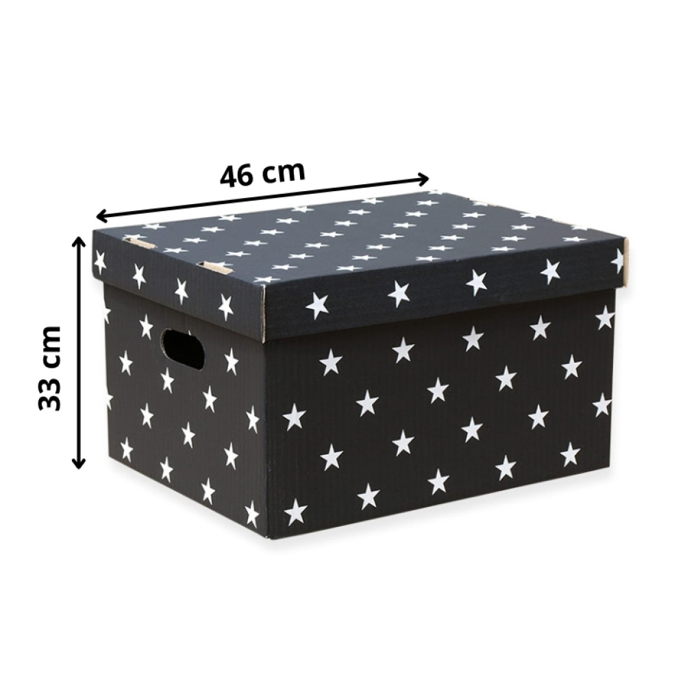 ordering 460x320x330 mm STARS black and white - EAN: 5901685837316 - Home>Storage>Carton boxes>With cover