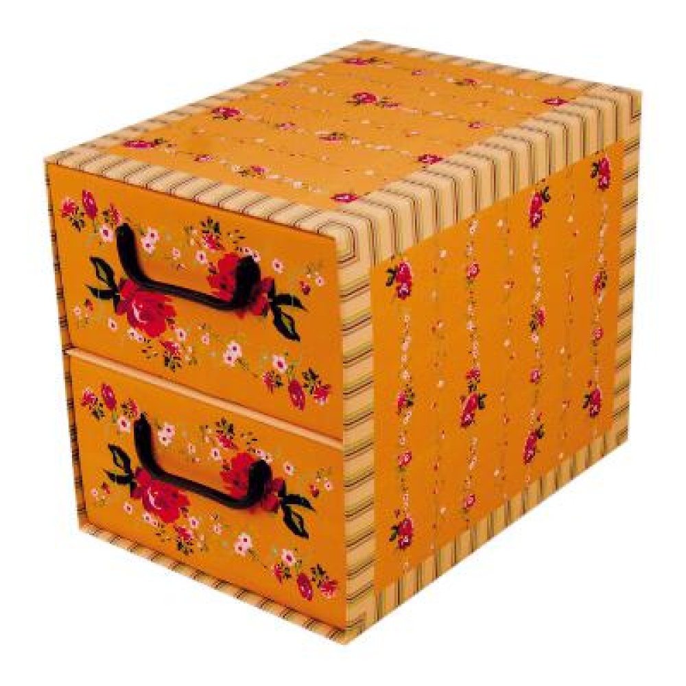 Pudełko kartonowe 2 szuflady pionowe PROWANSALSKIE POMARAŃCZOWE - EAN: 5901685833912 - Dom>Przechowywanie>Pudełka kartonowe>Z szufladami