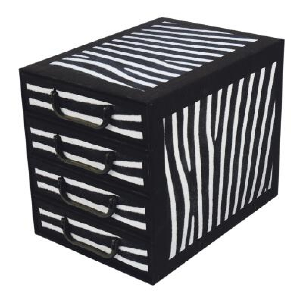 Cardboard box with 4 vertical drawers ZEBRA STYLE - EAN: 5901685833882 - Home>Storage>Carton boxes>With drawers
