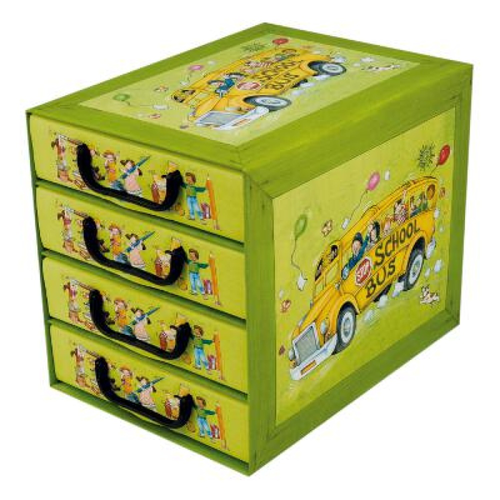Cardboard box with 4 vertical drawers KIDS SCHOOL - EAN: 5901685833974 - Home>Storage>Carton boxes>With drawers