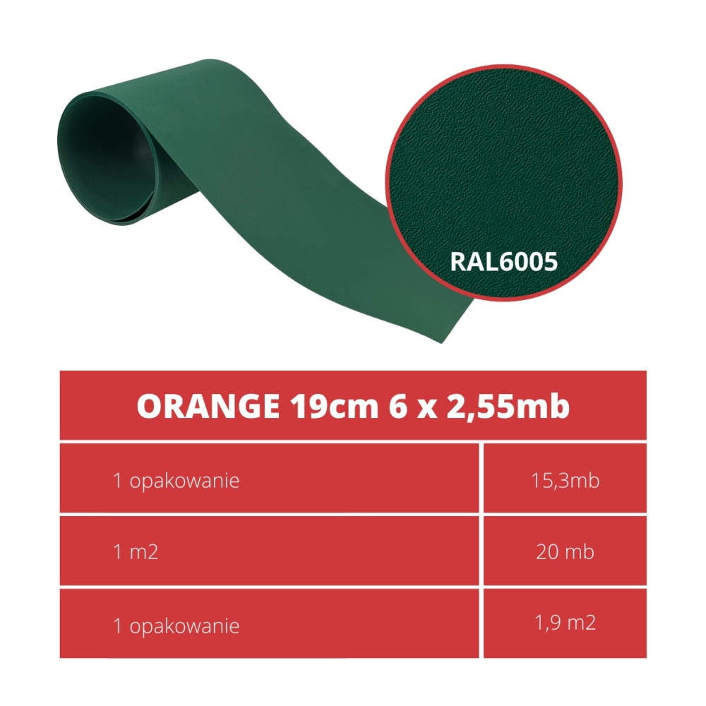 55mb ORANGE 19cm PROTECTO GREEN + 12 clips GRATIS - EAN: 5901685836685 - Trädgård>Staket>Staketband