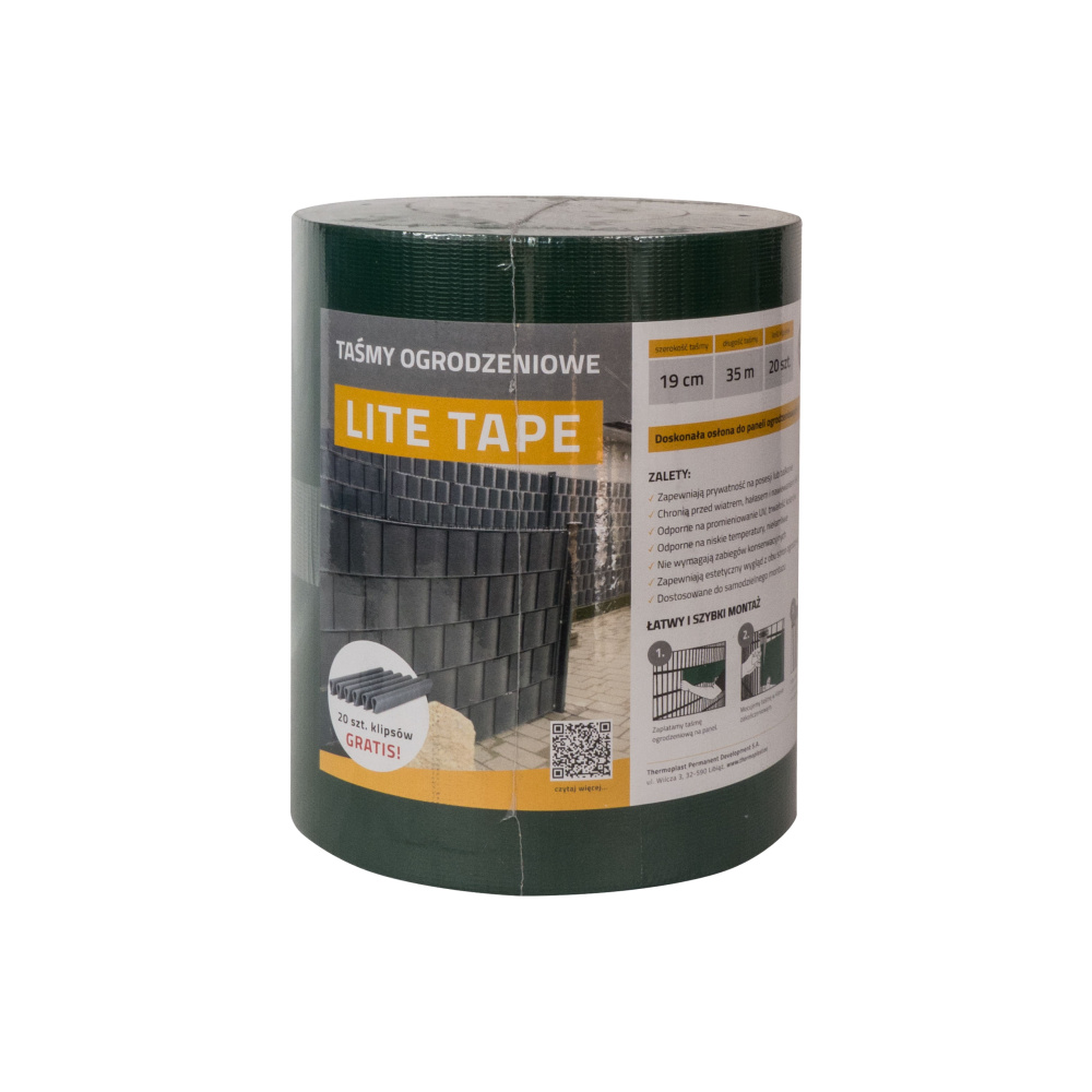 グリーン フェンス テープ 19cm x 35mb LITE PVC 450g/m2 + 20 クリップ 無料 - EAN: 5908297582252 - ガーデン>フェンス>フェンステープ