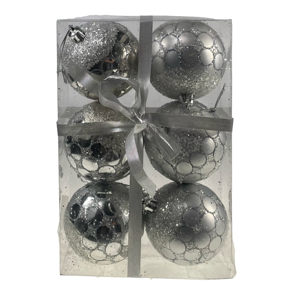 Julgranskulor 6 st, 7 cm silver W4 - EAN: 5901685831277 - Hem>Sästids- och juldekorationer>Juldekorationer>Julkulor