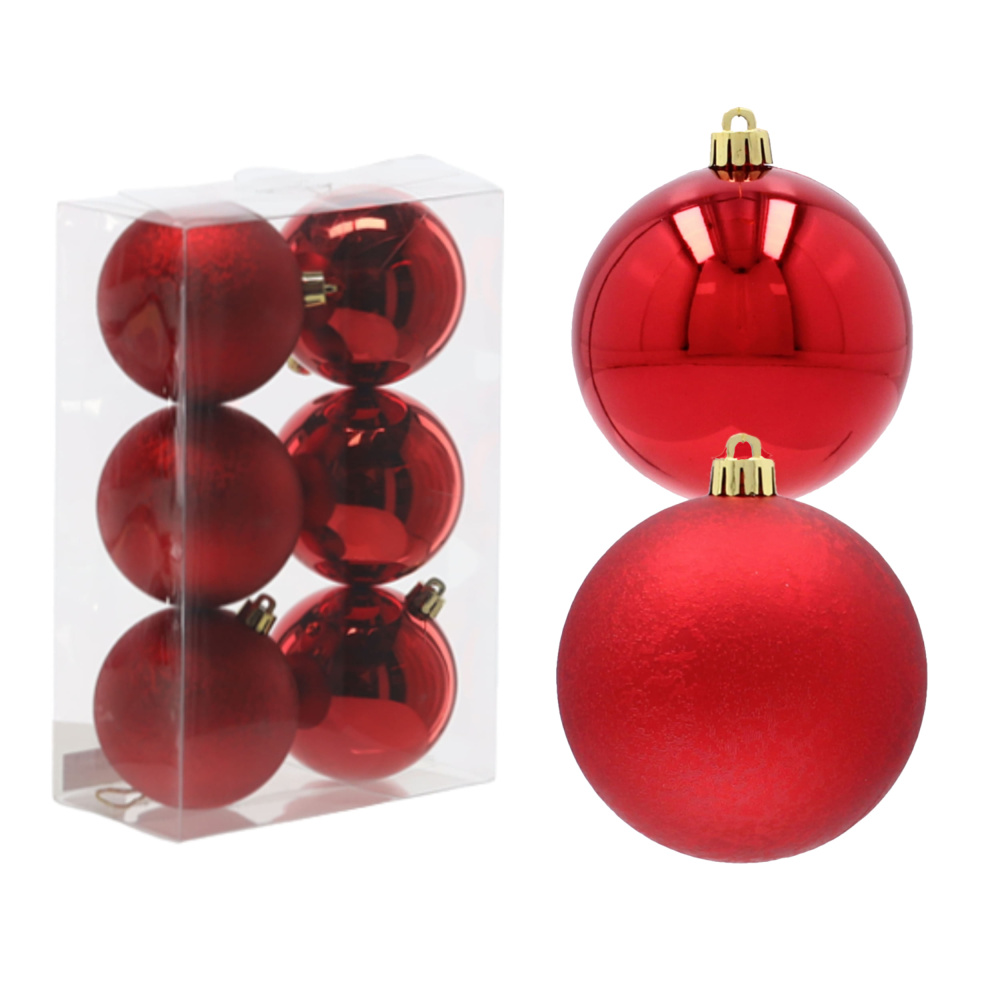 EXCLUSIVE SET OF 6 CHRISTMAS BALLS 8 CM - RED - EAN: 5901685839235 -