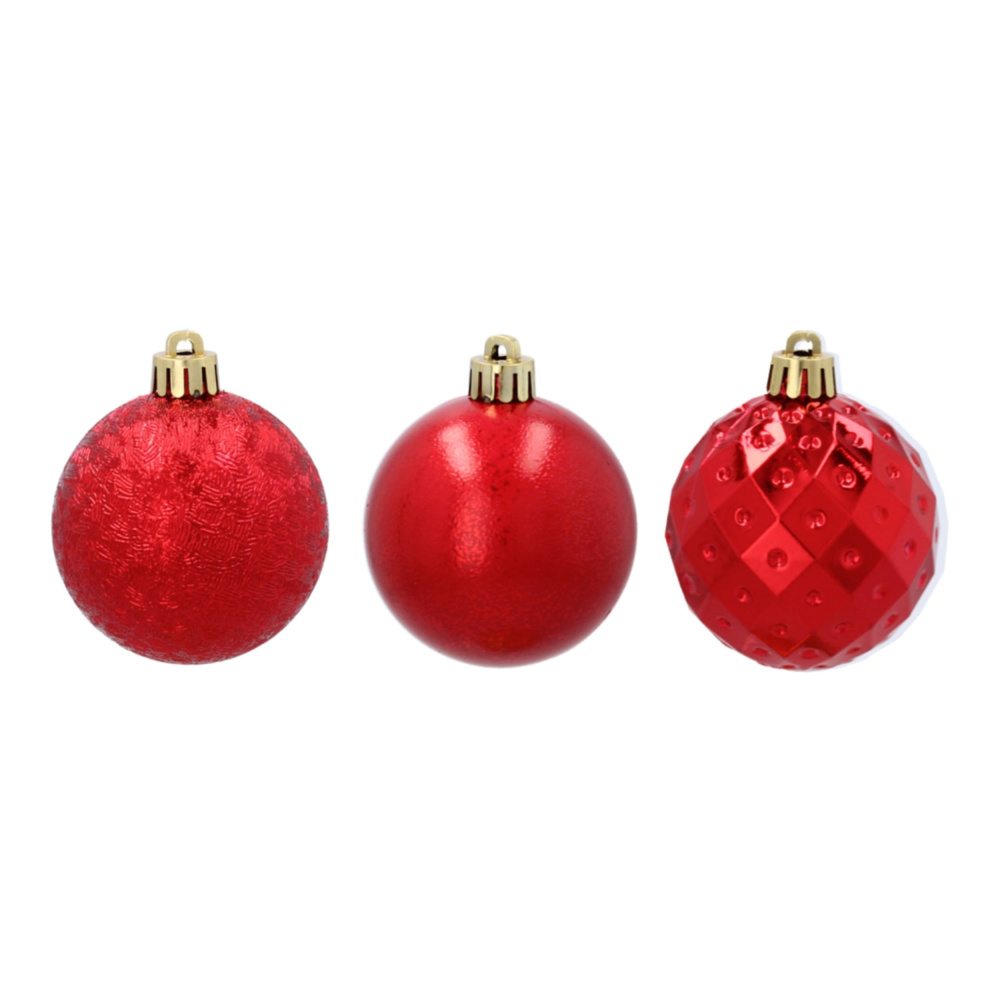 다양한 모양의 특별한 크리스마스 공 3개 세트입니다. 색상: 빨간색 - EAN: 5901685839143 -