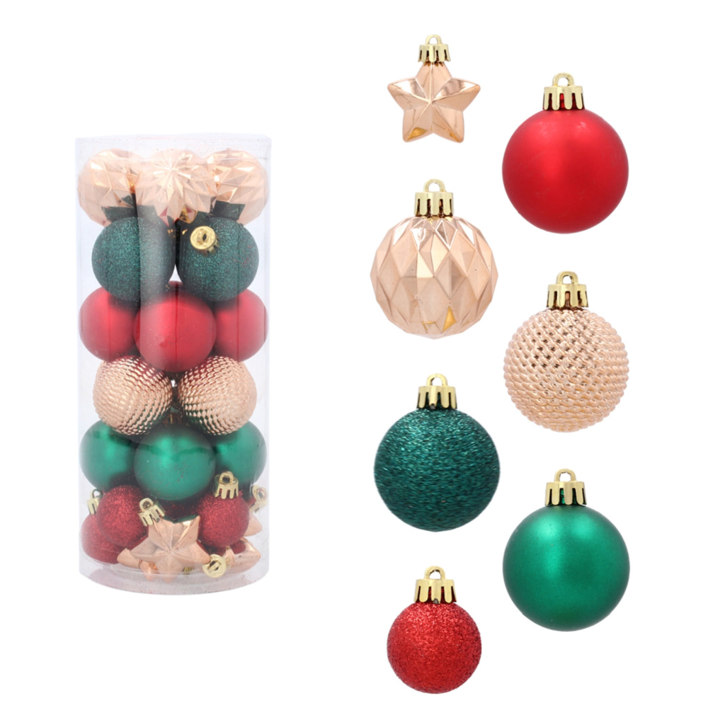 סט של 32 כדורי חג מולד בלעדיים 3-4 ס"מ בצבעים ודפוסים ייחודיים - EAN: 5901685839273 -