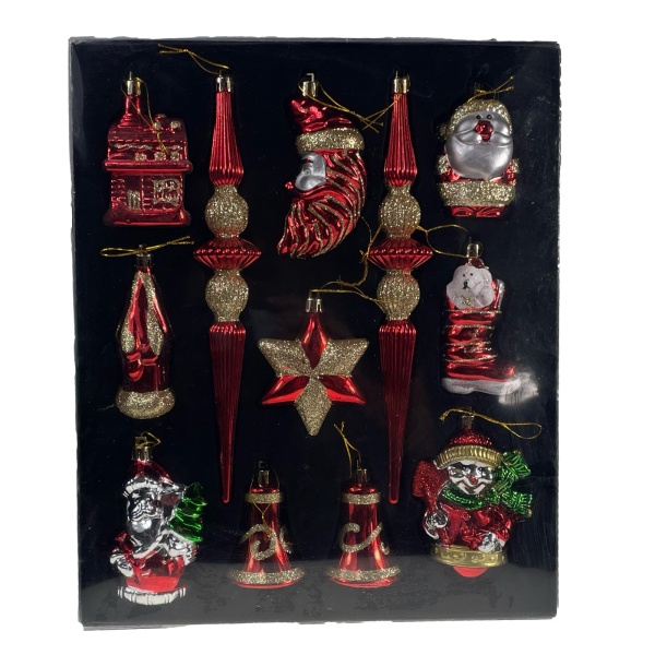 Set of 12 red MIX decorations - EAN: 5901292656836 - Home>Seasonal and Christmas decorations>Christmas decorations