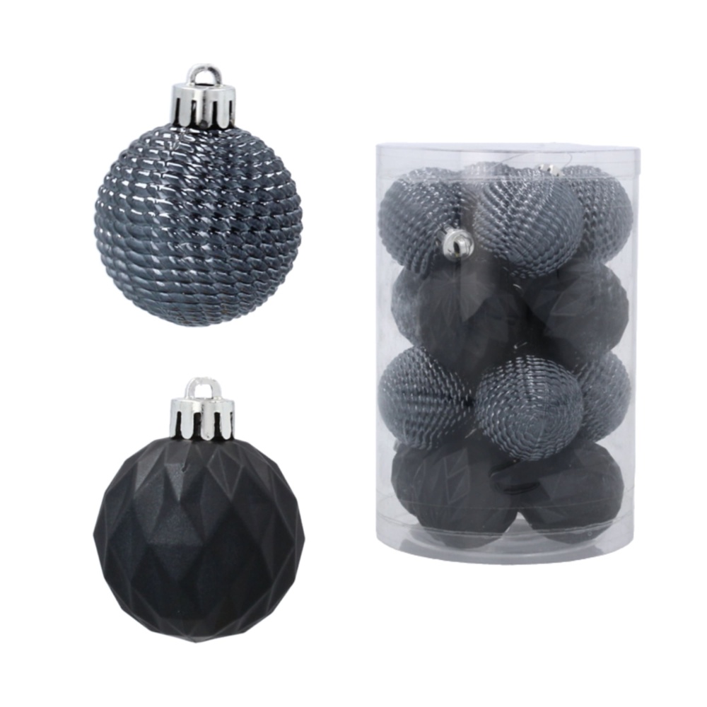 Set od 16 elegantnih kuglica Kamai božićnih ukrasa, promjera 4 cm, antracit boje - EAN: 5901685839075 -