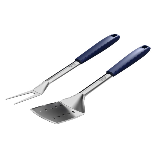 Stainless steel spatula and fork CADAC with silicone handle - EAN: 6001773114837 - Garden> Grill> Outdoor barbecue accessories> Dishes and cutlery
